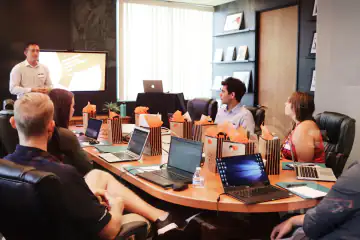 Team collaborating on digital work
